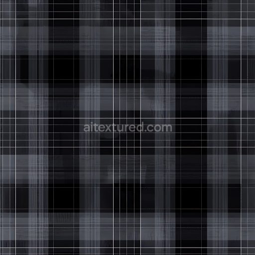 Seamless Black and Gray Plaid 3D PBR Fabric Texture with Fine Line Weave