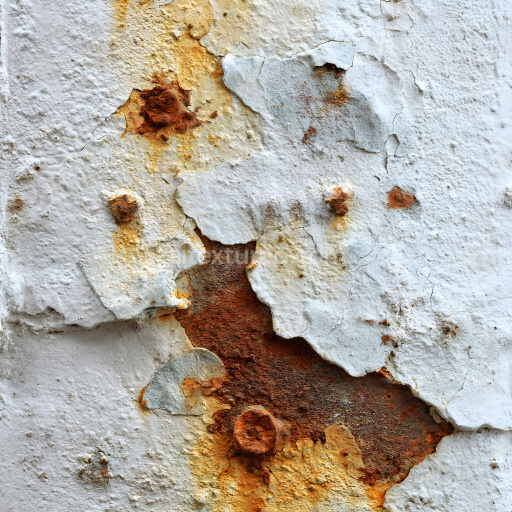 Preview — Seamless 3D PBR Texture of Rusted Metal with Peeling White Paint and Corrosion Detailing