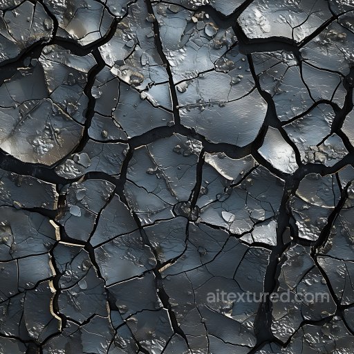 Cracked Dark Clay Soil PBR Texture with Jagged Edges and Rough Surface seamless Cracked & Holes PBR texture