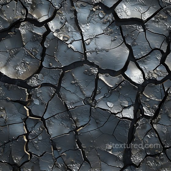 Cracked Dark Clay Soil PBR Texture with Jagged Edges and Rough Surface Cracked & Holes texture preview