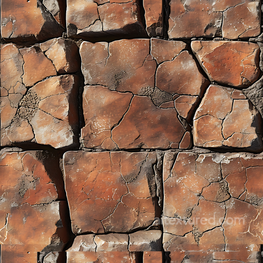 Weathered Stone Wall PBR Texture with Cracked Rusty Brown Surface seamless Stone PBR texture