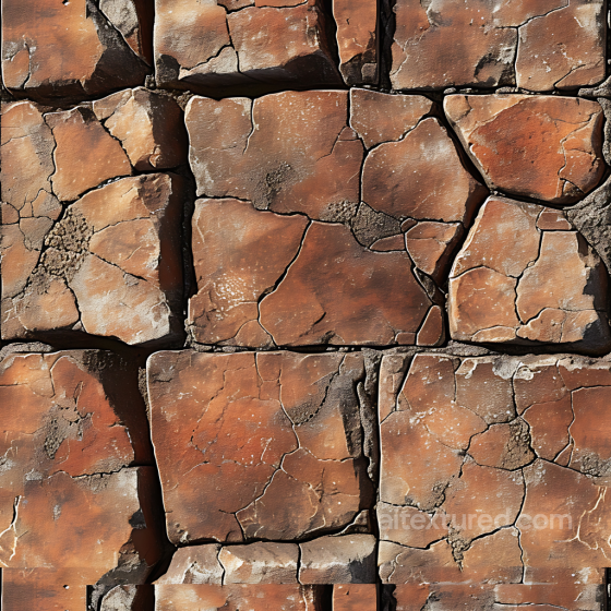 Weathered Stone Wall PBR Texture with Cracked Rusty Brown Surface Stone texture preview