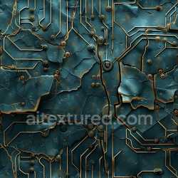 seamless Seamless 3D PBR Texture of Cracked and Damaged Electronic Circuit Board with Metallic Blue Surface texture 8k free download PBR
