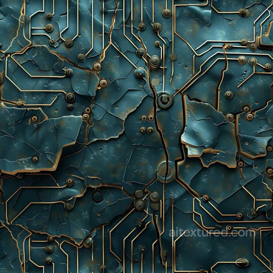 Cracked & Holes Texture of Cracked and Damaged Electronic Circuit Board with Metallic Blu… Cracked & Holes texture preview