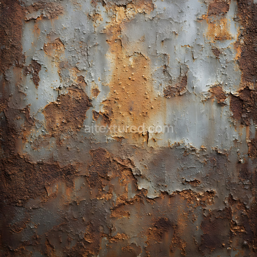 Seamless 3D Rusty Cracked Metal PBR Texture with Peeling Paint and Corrosion