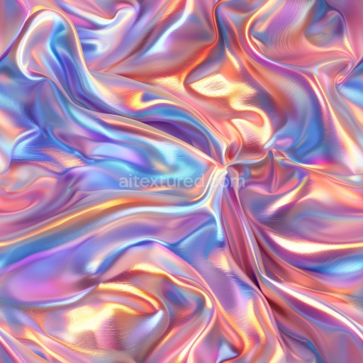 Seamless 3D PBR Glossy Iridescent Satin Fabric Texture with Soft Folds