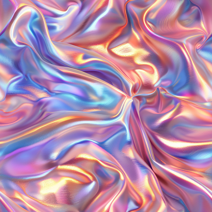Glossy Iridescent Satin Fabric with Soft Folds seamless PBR texture preview