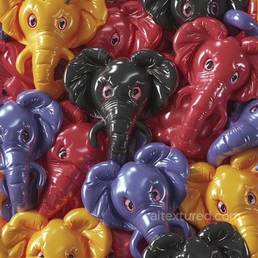Inflated PBR Texture of Glossy Balloon Elephants in Vivid Colors seamless Inflated PBR texture