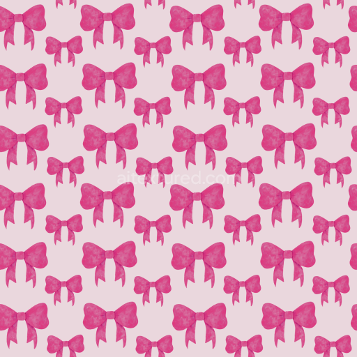 Seamless 3D PBR Texture of Pink Watercolor Bow Pattern on Light Pink Background