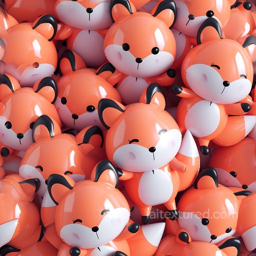 Inflated Vinyl Fox Plush PBR Texture with Glossy Orange Finish seamless Inflated PBR texture