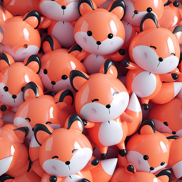 Inflated Vinyl Featuring Glossy Orange Fox Plush with Stitched Seams seamless PBR texture preview