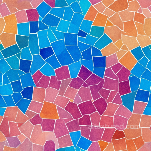 Mosaic PBR Texture of Colorful Irregular Ceramic Tiles with White Grout seamless Mosaic PBR texture