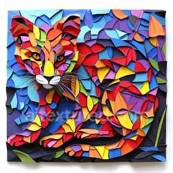 seamless Seamless 3D PBR Texture of Colorful Origami-Style Civet Pattern texture 8k free download PBR