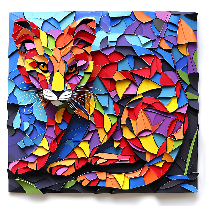 Animal of Colorful Origami-Style Civet Pattern seamless PBR texture preview