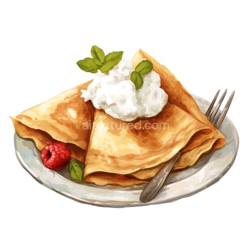 Breakfast Blintzes with Cottage Cheese and Raspberry Illustration