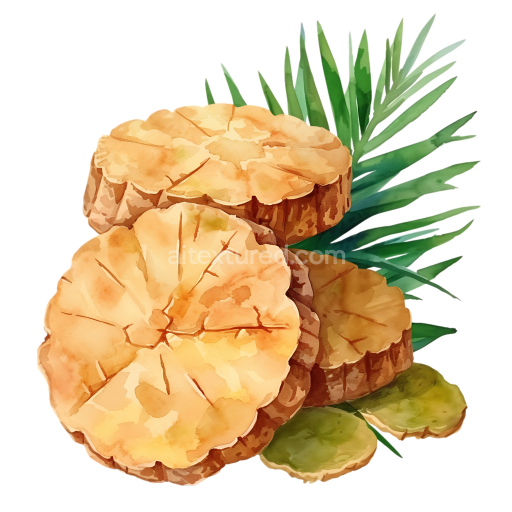 Arrowroot Biscuits Breakfast Illustration with Tropical Greens in Watercolor Style