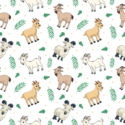 Pattern Bundle - Seamless 3D Pattern PBR Texture with Playful Cartoon Goats and Greenery texture preview