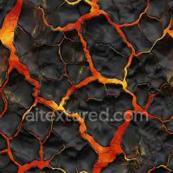 seamless Seamless 3D Cracked Volcanic Lava PBR Texture with Fiery Orange Cracks texture 8k free download PBR