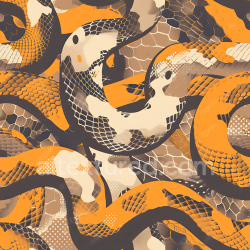 seamless Seamless 3D Stylized Snake Scale Camouflage PBR Texture with Orange and Brown Palette texture 8k free download PBR