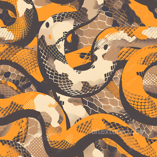 Stylized Snake Scale Camouflage PBR Texture with Orange and Brown Palette seamless Color Camouflage PBR texture
