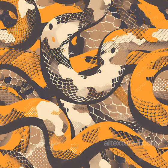 Stylized Snake Scale Camouflage PBR Texture with Orange and Brown Palette Color Camouflage texture preview