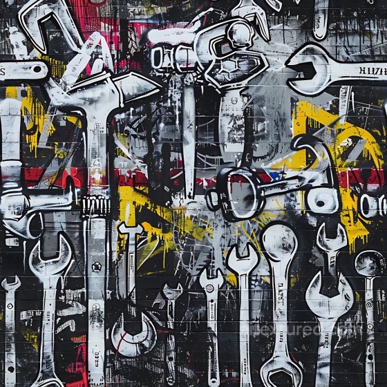 Featuring Wrench Graffiti with Black, White, Red, and Yellow Spray Paint Graffiti texture preview
