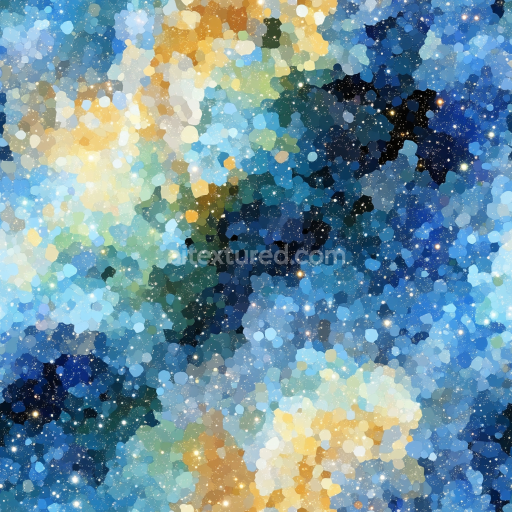 Seamless 3D Mosaic PBR Texture Featuring Blue and Gold Irregular Chips texture preview
