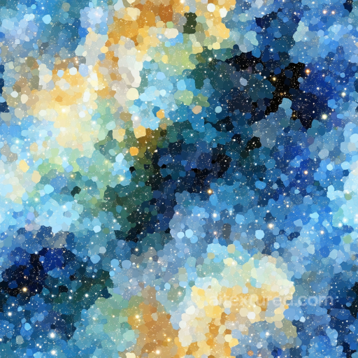 Mosaic PBR Texture Featuring Blue and Gold Irregular Chips seamless Mosaic PBR texture