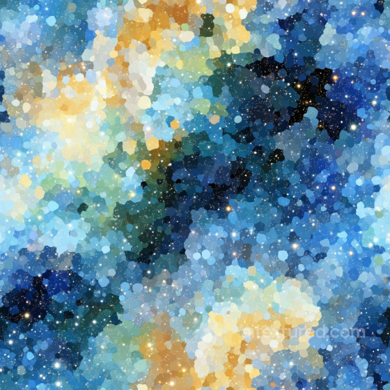 Mosaic PBR Texture Featuring Blue and Gold Irregular Chips Mosaic texture preview
