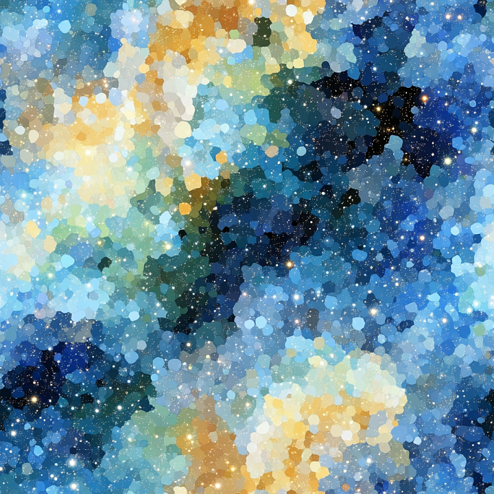 Mosaic Featuring Blue and Gold Irregular Chips seamless PBR texture preview
