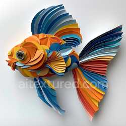 seamless Seamless 3D PBR Texture of Origami-Style Colorful Fish Scales and Fins texture 8k free download PBR