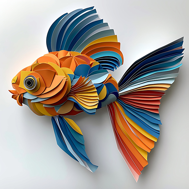 Animal of Origami-Style Colorful Fish Scales and Fins seamless PBR texture preview
