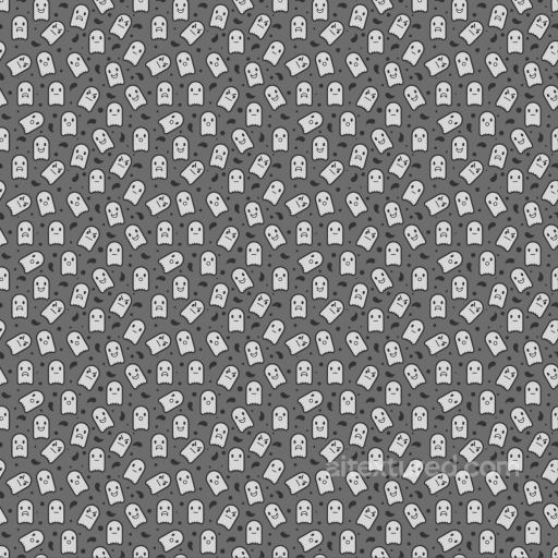 White & Black Texture of Stylized Ghosts on Gray Background seamless White & Black PBR texture