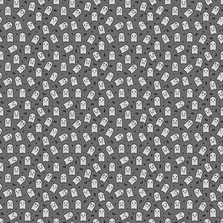 White & Black of Stylized Ghosts on Gray Background seamless PBR texture preview