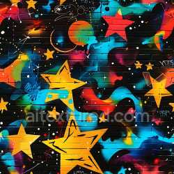 seamless Seamless 3D PBR Graffiti Texture Featuring Vibrant Stars and Cosmic Patterns texture 8k free download PBR