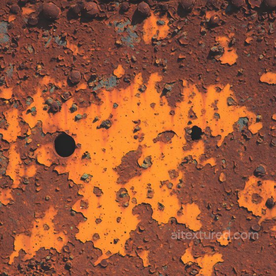 Rusty Metal PBR Texture with Cracked and Hole Details in Orange Rust Rust texture preview