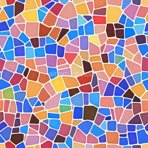 Seamless 3D Mosaic PBR Texture with Bright Ceramic Tiles and Irregular Geometric Layout texture preview