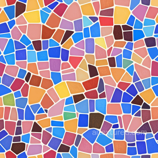 Mosaic PBR Texture with Bright Ceramic Tiles and Irregular Geometric Layout seamless Mosaic PBR texture