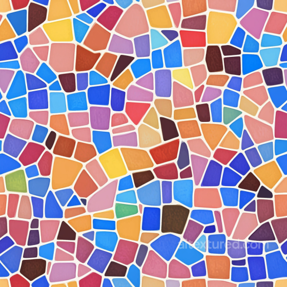 Mosaic PBR Texture with Bright Ceramic Tiles and Irregular Geometric Layout Mosaic texture preview