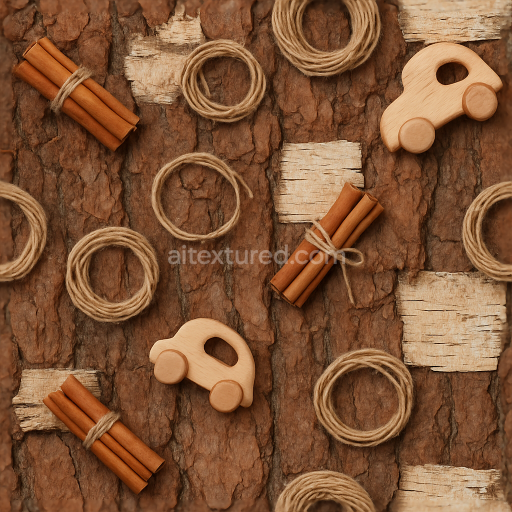 Seamless 3d texture pbr 8k pine bark birch bark wrapping twine natural twine wooden toy