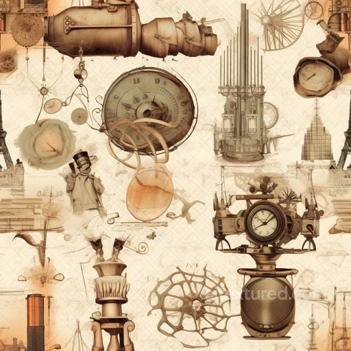 Featuring Vintage Steampunk Drawings and Illustrations seamless Vintage Scrapbook PBR texture