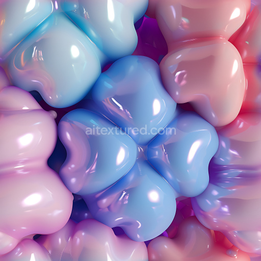 Seamless 3D Inflated PBR Texture of Glossy Rounded Bubble Clusters in Pastel Colors