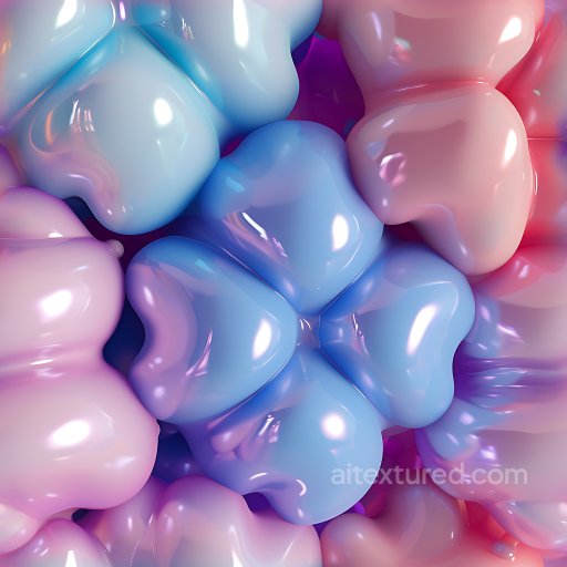 Inflated PBR Texture of Glossy Rounded Bubble Clusters in Pastel Colors seamless Inflated PBR texture