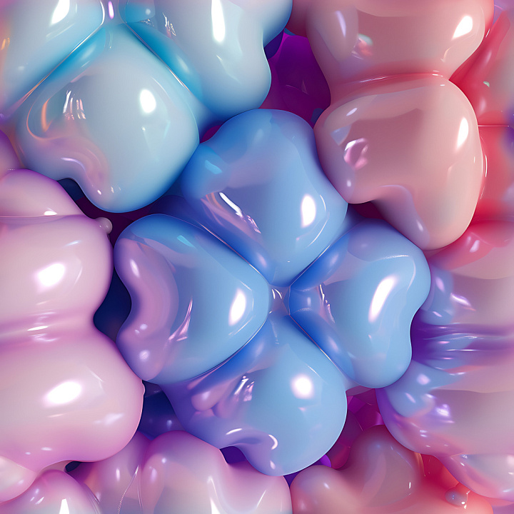 Inflated Soft Vinyl with Puffy Balloon-Like Shapes in Pastel Hues seamless PBR texture preview