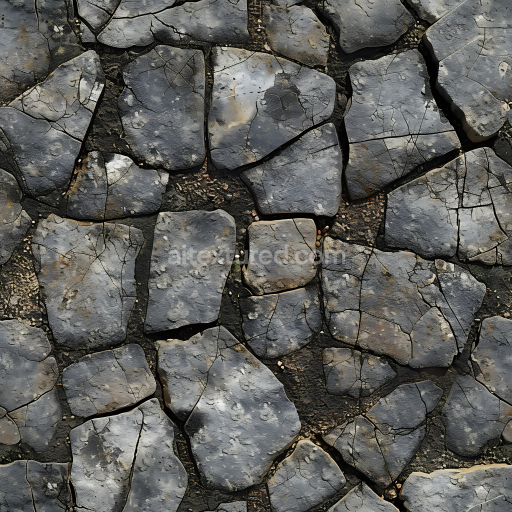 Seamless 3D PBR Texture of Weathered Stone Ground with Cracks and Dirt