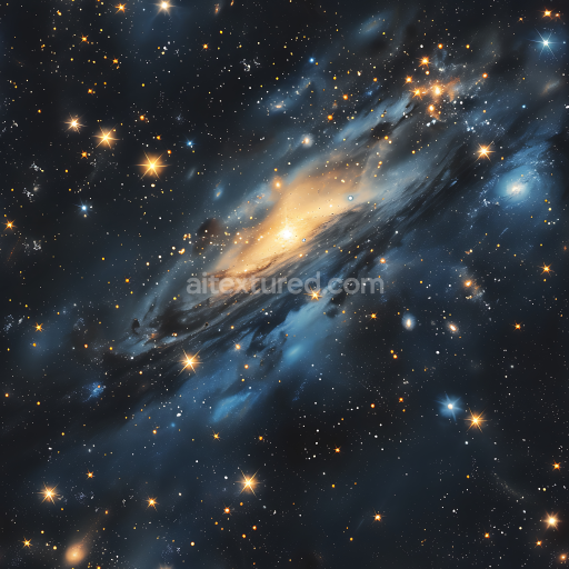 Seamless 3D PBR Space Texture Featuring Luminous Galaxy Clouds & Starfield