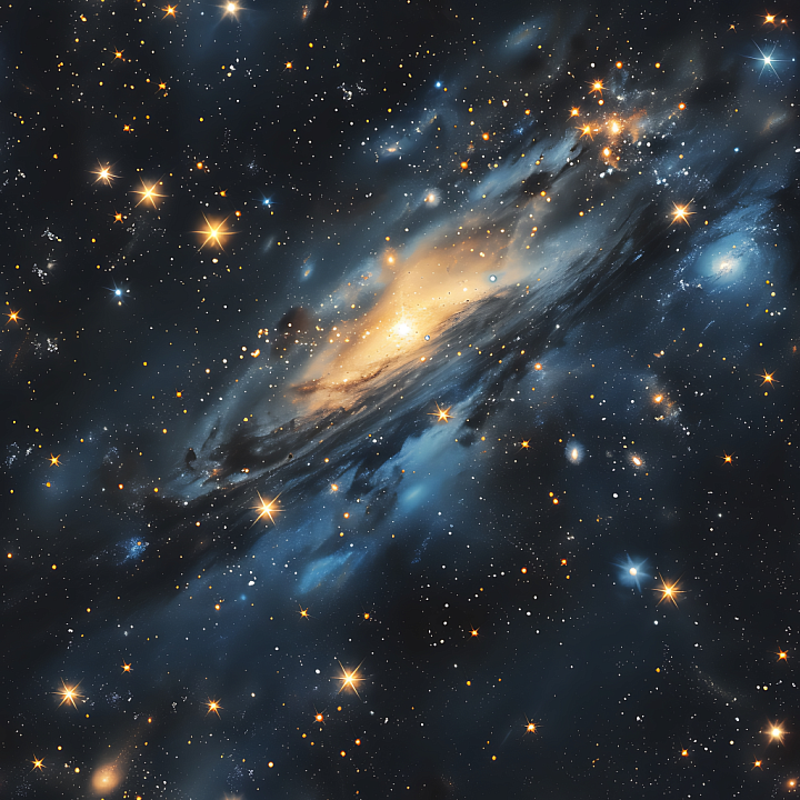 Space Featuring Luminous Galaxy Clouds & Starfield seamless PBR texture preview