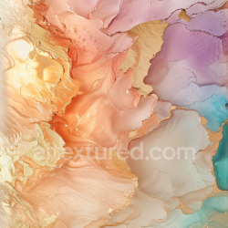 seamless Seamless 3D Alcohol Ink PBR Texture Featuring Gold Accents and Soft Pastel Fluid Swirls texture 8k free download PBR