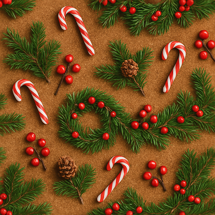 Nutmeg Powder Pine Scent Christmas Candy Winter Berries Christmas Garla… seamless PBR texture preview