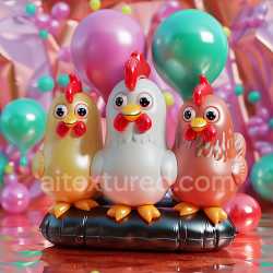 seamless Seamless 3D Inflated PBR Texture Featuring Colorful Vinyl Chicken Toys with Glossy Finish texture 8k free download PBR